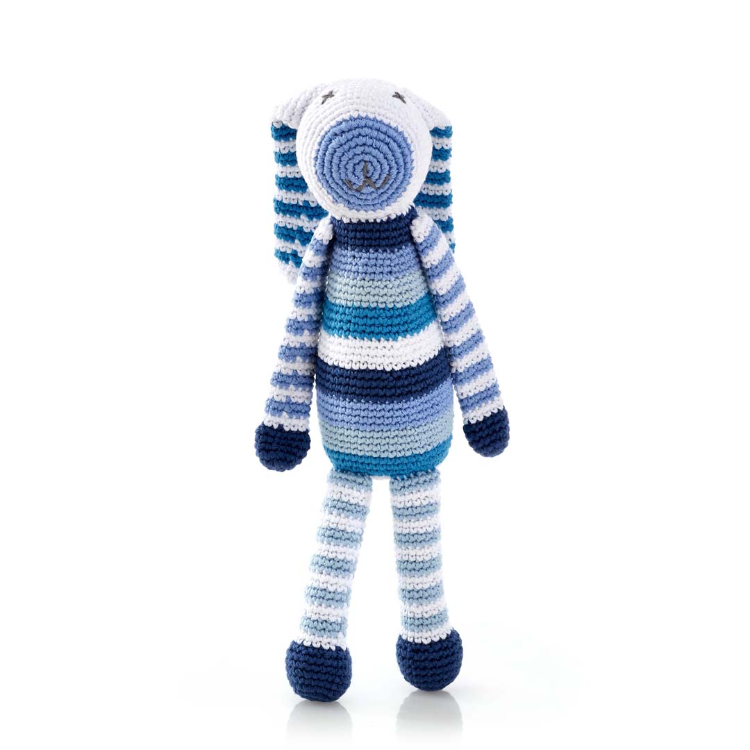 Blue Elephant Knitted Organic Cotton Baby Rattle