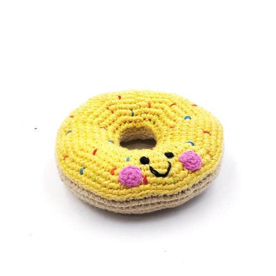 pebble handmade organic cotton baby rattle toy donut