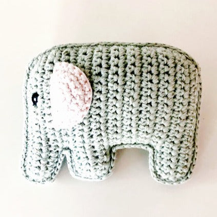 Pebble Organic Elephant Handmade Cotton Baby Rattle – Junk Free Beauty