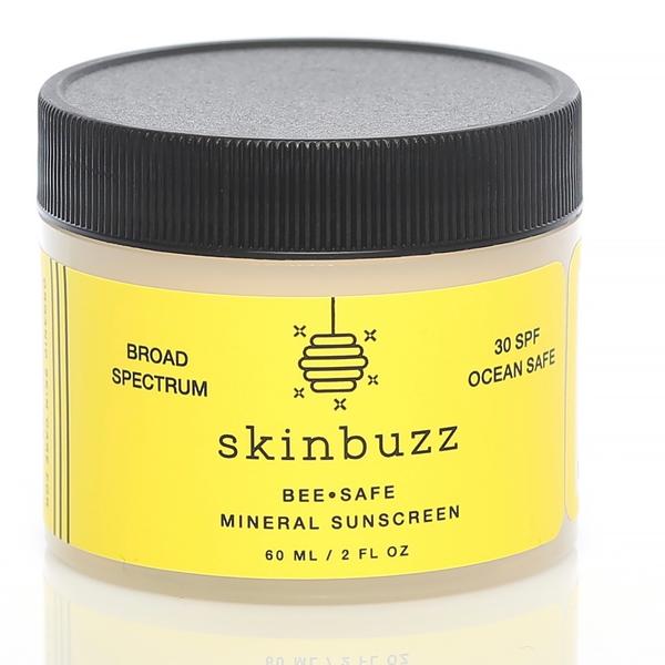 skinbuzz bee safe mineral sunscreen 30spf ocean safe broad spectrum cream in a jar